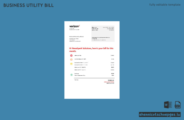 Vorschau einer Beispielrechnung für Geschäftskunden von Verizon (USA)